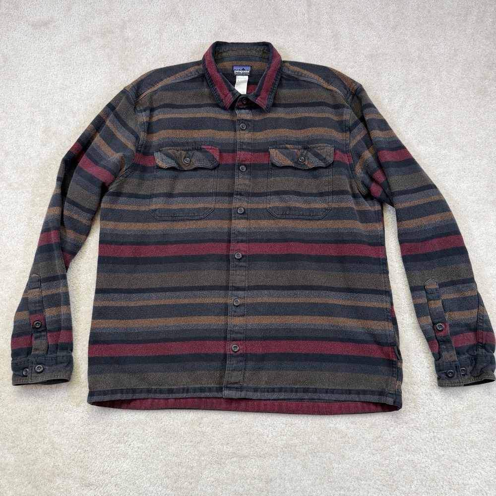 PATAGONIA Blanket Stripe Shirt Mens Large Organic Cotton Button Up Vintage